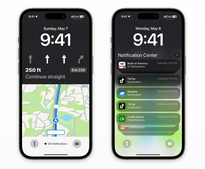 通城苹果维修服务分享iOS17锁屏地图导航半屏显示长什么样 